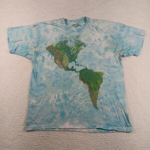 Vintage 90s Fruit Of The Loom Shirt Mens XL Blue Map World Ocean Continents AOP